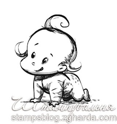 Акриловий штамп D017 Дитина, розмір 4,6х5см