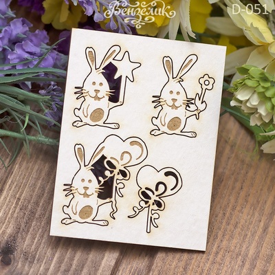 Чипборд від Венера - Набір зайчиків 02, 74*57 мм