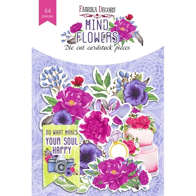 Набір висічок для скрапбукінгу, колекція Mind flowers, 64шт., ТМ Фабрика Декору