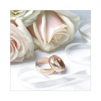 Серветка для «Just Married», колір фону: білий, розмір: 33x33 см