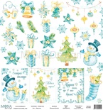 Лист скрапбумаги от Mona Design - Карточки" - Новый год, 30x30см, арт 39952