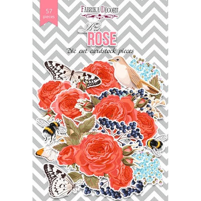 Набір висічок для скрапбукінгу, колекція Red Rose, 57 шт., ТМ Фабрика Декору