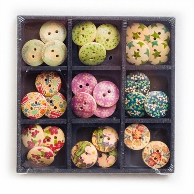 Набір ґудзиків для творчості ТМ Santi, дерево, 18 мм, 9 цв., 36шт./уп.