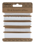 Набір декоративних стрічок від ScrapBerryʼs, білі, 5шт. за 1 м