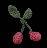 Прикраса в’язана «Вишенька», колір теракотовий, діаметр "ягідки" 1,5см