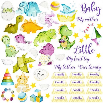 Лист с картинками для вырезания Dino baby, ТМ Фабрика Декору