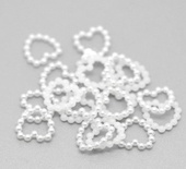 Серце, імітація перлинок, 11мм, колір білий, 10 шт.