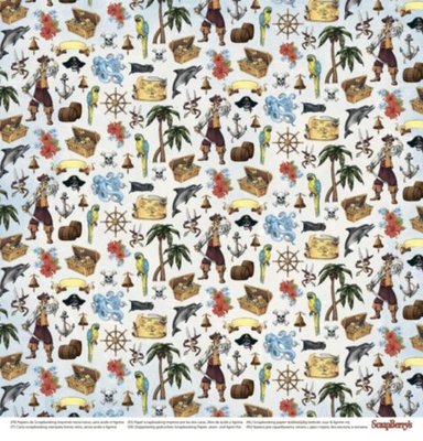 Папір для скрапбукінгу від ScrapBerryʼs - Скарби піратів - Земля! 30,5x30,5 см, 190 г/м², двосторонній