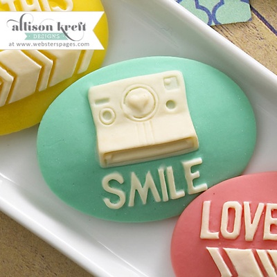 Прикраса Webster's Pages - Smile, колір бірюзовий, 10 штук