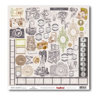Бумага односторонняя для скрапбукинга от ScrapBerry's - Фотоархив - Кадр англ., 30,5х30,5 см