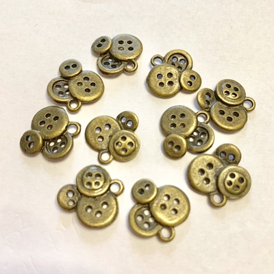 Набір металевих прикрас "ґудзики", античне золото, 10 шт.