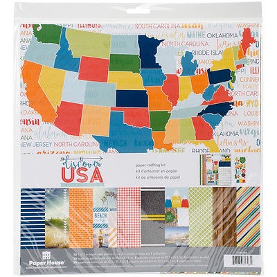Набор скрапбумаги от Paper House - Paper Crafting Kit - Discover USA, 30 x 30 см
