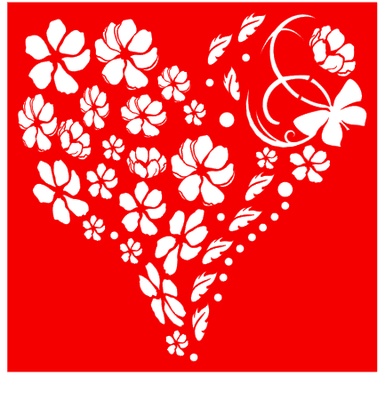 Трафарет - Сердце из цветов , 18*18см