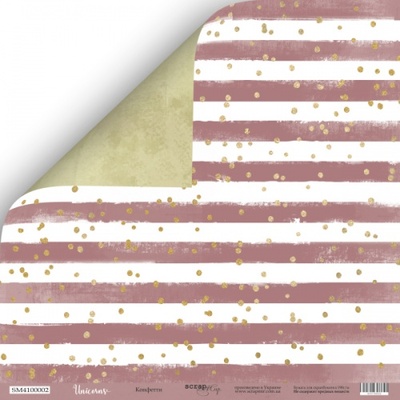 Аркуш двостороннього паперу для скрапбукінгу від Scrapmir - Конфеті - Unicorns, 30x30 см
