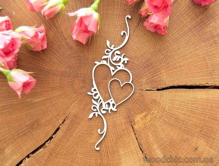 Чипборд від WOODchic - "Серця з завитками", 4x12см