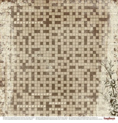 Бумага для скрапбукинга от ScrapBerry's - Архив - Кроссворд, 30,5х30,5 см., 190 гр/м, двусторонняя