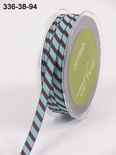 Лента GROSGRAIN /DIAGONAL STRIPES, цвет BROWN/BLUE, ширина 9,5мм, длина 90см