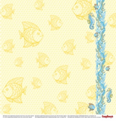 Бумага для скрапбукинга от ScrapBerry's - Сказки моря - На дне морском, двусторонняя, 30,5x30,5 см