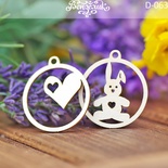 Чипборд від Вензелик - Підвіски "Серцо та зайчик", розмір: одного чіпборду 34 мм