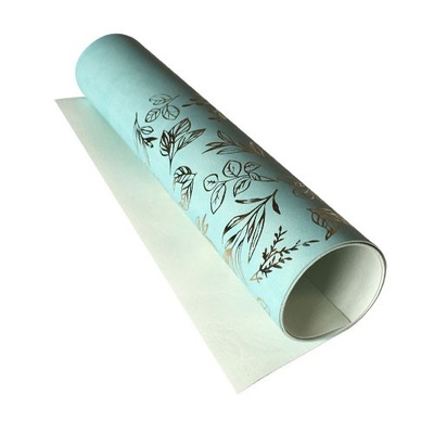 Відріз екошкіри з тисненням золотою фольгою Golden Branches Mint 50x25см, ТМ Фабрика Декору