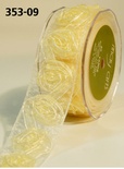Стрічка від May Arts - Sheer / Woven Rosette Rosette Ribbon, 3,8 см, колір жовтий, довжина 90 см