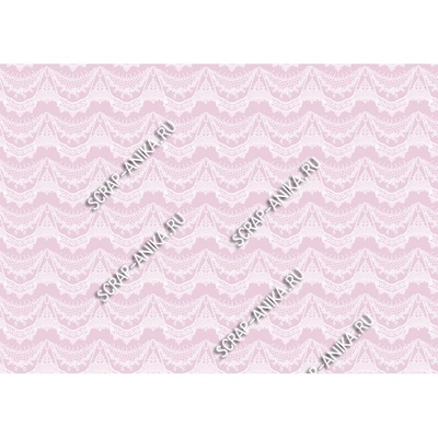 Скрап-папір для форзаців колекція 14_24., Мереживо з підвісками біле на рожево-бузковому, односторонній, 20x29 см
