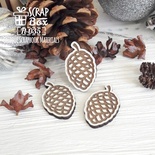 Деревʼяна фішка ScrapBox - Фішка 3 ялинові шишки