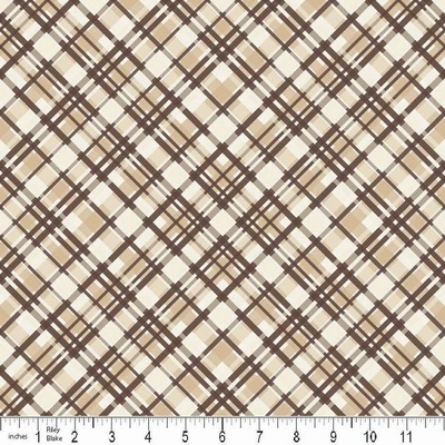 Тканина 100% бавовна - діагональна клітинка коричнева, 45x55см