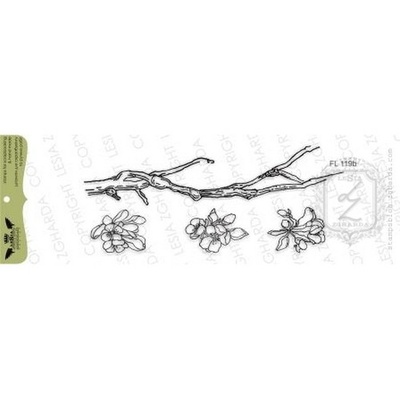 Набор акриловых штампов Lesia Zgharda Гілочка квітучої яблуні FL119b, 4 шт