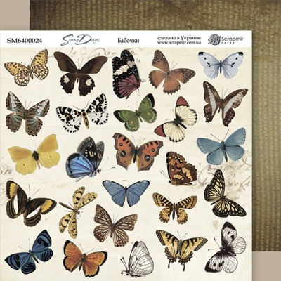 Аркуш двостороннього паперу 20x20см Метелики Some days від Scrapmir