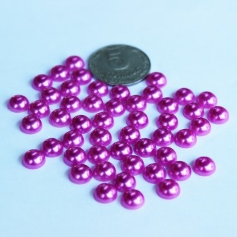 Половинки перлин, 8мм, колір: бузковий, 50 шт.
