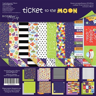Набір двостороннього паперу Scrapmir - Ticket to the Moon (ENG), 30x30см, 10 шт.