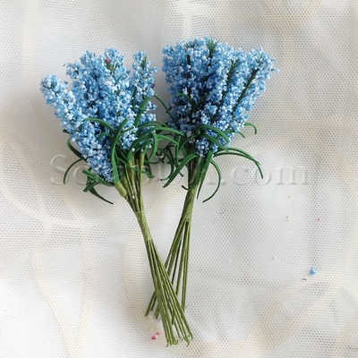 Веточки декоративные с листиками, цвет голубой, 1 пучок из 10 штук