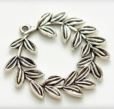 Металева прикраса - шармік "Лавровий вінок", розмір 35x38 мм, 1 шт.