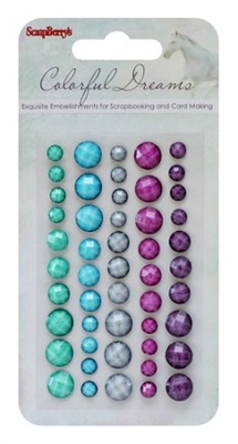 Грановані камінці на клейовій основі, 50 шт., 5 кольорів, Кольорові Сни 2
