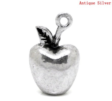 Металева прикраса/ підвіска "Яблуко", 19x12м, античне срібло, 1 шт.