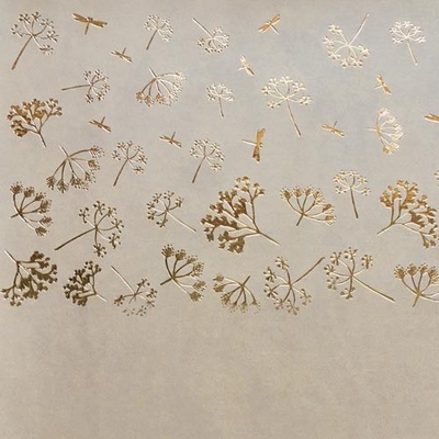 Відріз екошкіри з тисненням золотою фольгою Golden Dill Beige 50x25см, ТМ Фабрика Декору