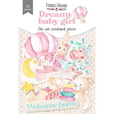 Набір висічок для скрапбукінгу, колекція Dreamy baby girl 55шт., ТМ Фабрика Декору