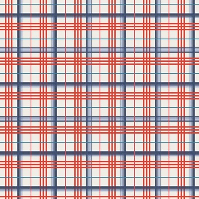 Тканина 100% бавовна - клітинка блакитно - червона тонка, 45x55см