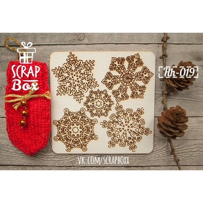Чипборд ScrapBox - Набір сніжинок Hh-019