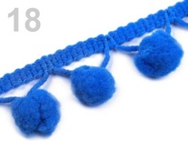 Тасьма з помпонами Pom Pom, розмір 10 мм, колір синій, 90 см
