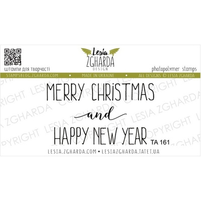 Акриловый штамп Lesia Zgharda TA161 Merry Christmas and Happy New Year, размер 9х3 см