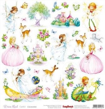 Лист бумаги для скрапбукинга от ScrapBerry's - Волшебная страна - карточки 3, 30,5 х 30,5 см