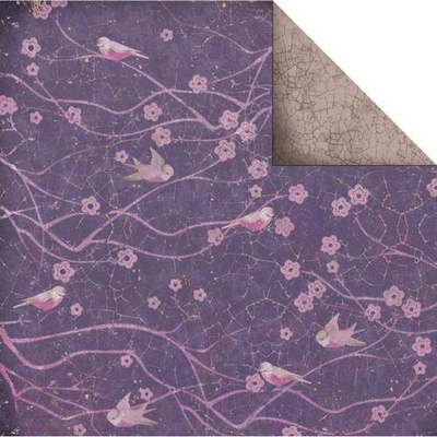 Аркуш двосторонній Fabscraps - High Tea Double-Sided Paper - Garden Party/Pink Birds & Purple, 30x30 см