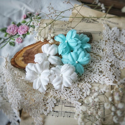 Набір квітів Фентазі, білий - мʼята від WOODchic, 4,5см, 6шт.