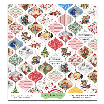 Аркуш паперу для скрапбукінгу від Pretty Little Studio - Jingle Bells Pattern Paper