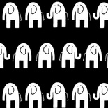 Ткань 100% хлопок - Слоники белые на черном, 45х65 см