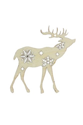 Лазерные вырубки из дерева от Scrapberry's - Рождественский олень, 8,7 x 8,7 x 0,2см (набор 2 шт.)