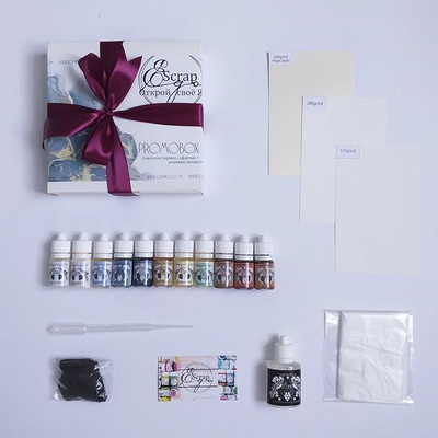 PromoBox від Scrapego - Алкогольне чорнило з ефектами + допоміжні матеріали