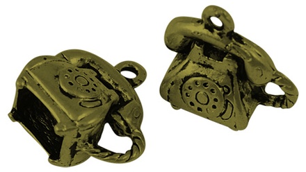 Металева прикраса "Телефон", антична бронза, розмір 15x14 мм, 1 шт